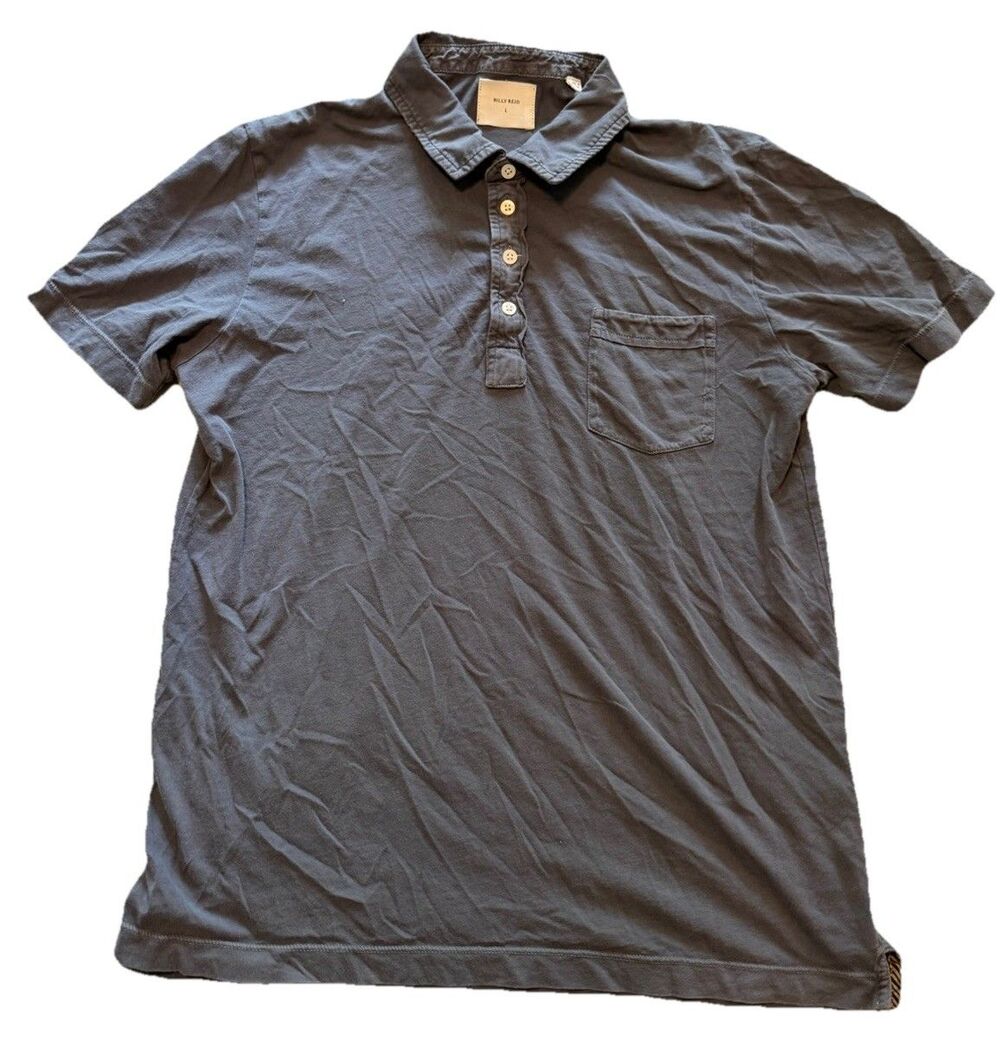 Billy Reid Men's Size L Grey Cotton Single pocket Short Sleeve Polo Shirt